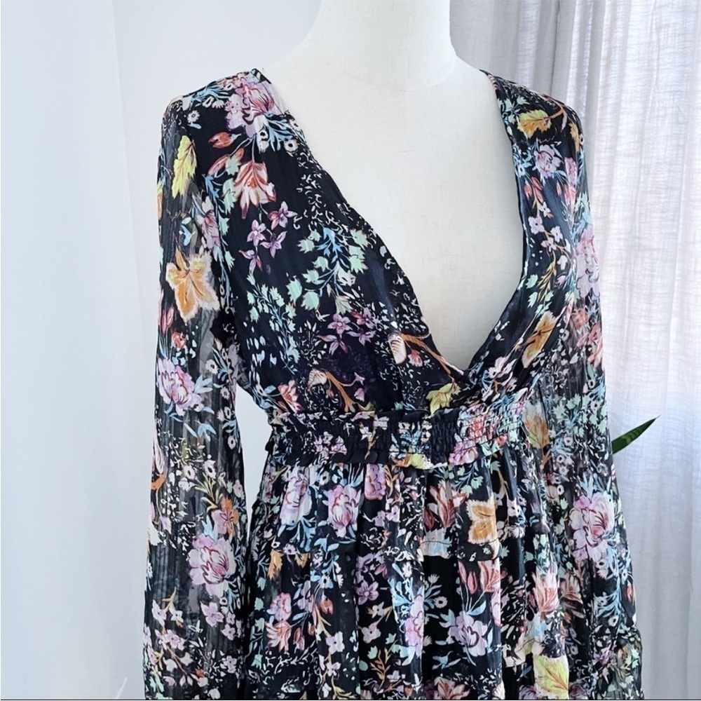 FREE PEOPLE Closer To The Heart Mini Black Floral Boho Dress XS - Picture 6 of 16